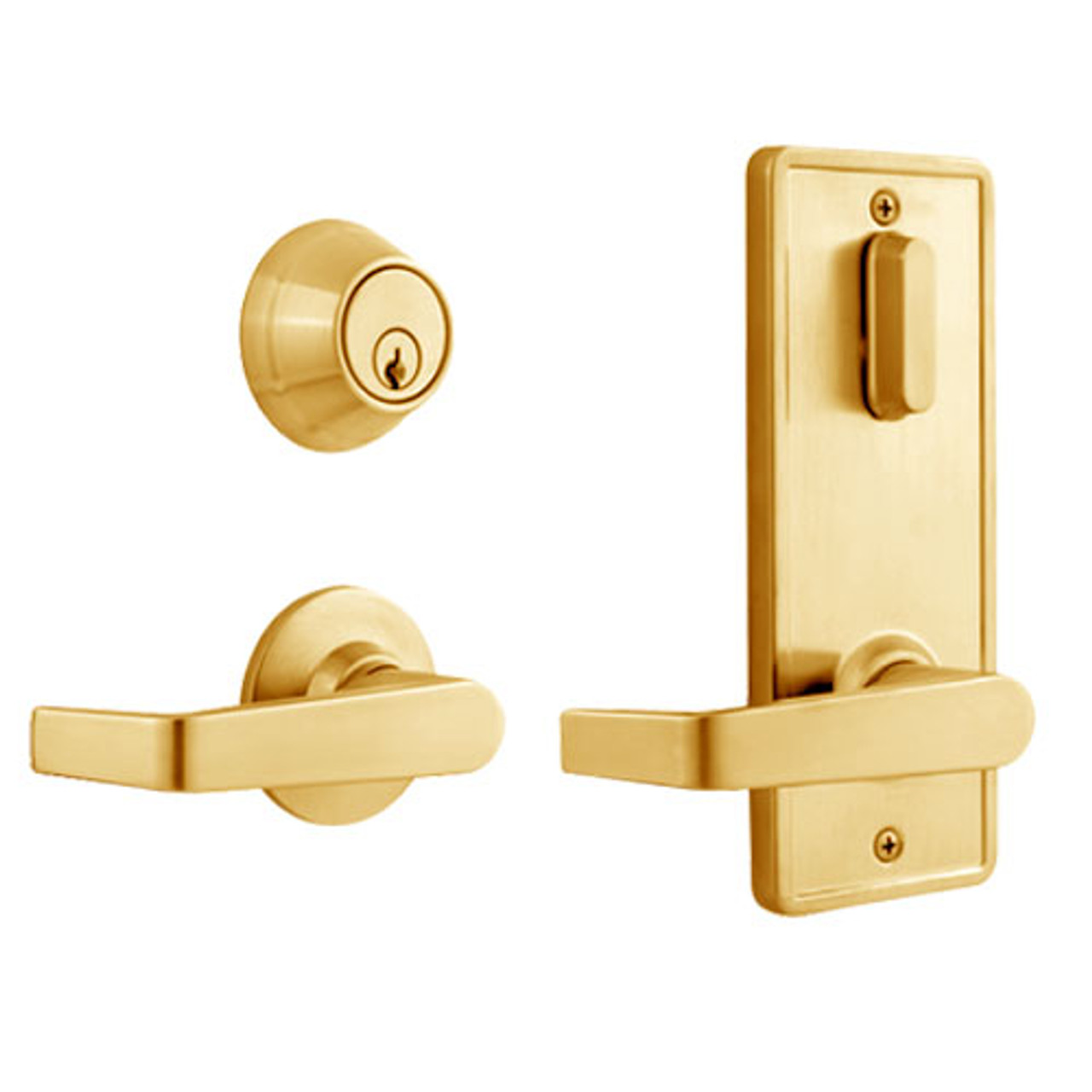 QCI230E605S4118FSMT Stanley QCI200 Series Standard Duty Interconnected Single Locking with Sierra Lever in Bright Brass Finish