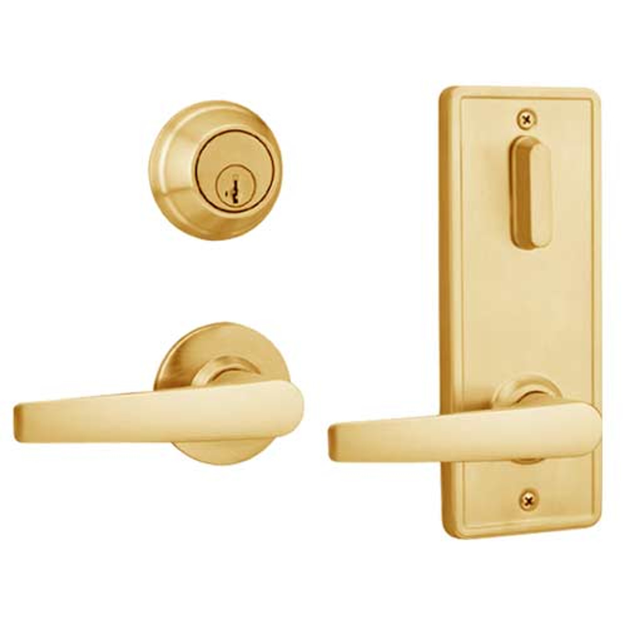 QCI230A605R8NOSSC Stanley QCI200 Series Standard Duty Interconnected Single Locking with Slate Lever in Bright Brass Finish