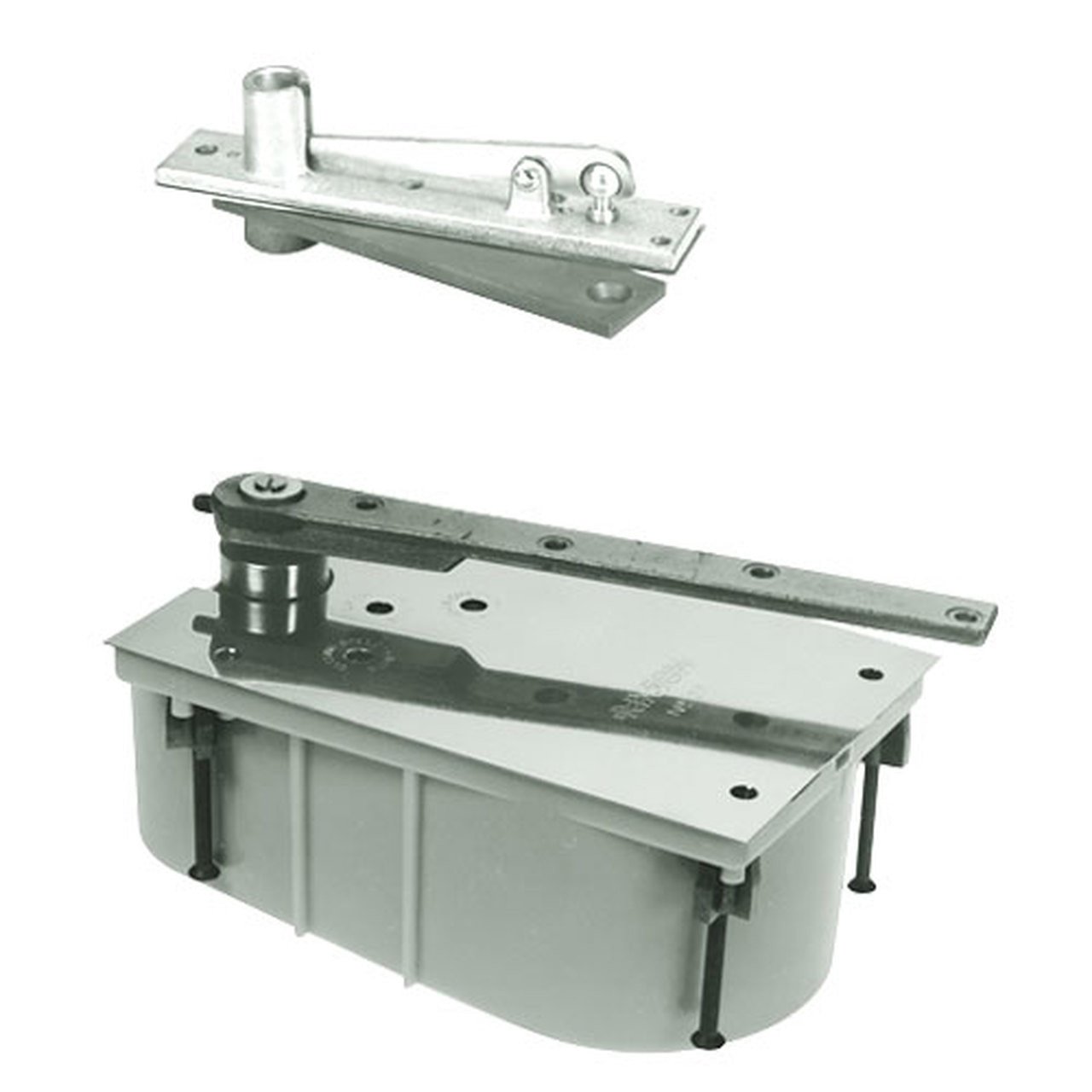 28-105N-554-LCC-LH-619 Rixson 28 Series Heavy Duty Single Acting Center Hung Floor Closer with Concealed Arm in Satin Nickel Finish