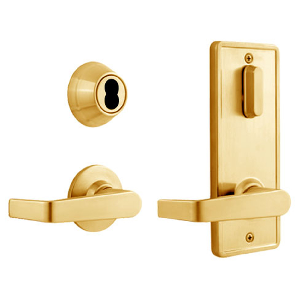 QCI231E605R8NOSLC Stanley QCI200 Series Standard Duty Interconnected Single Locking Prepped for SFIC with Sierra Lever in Bright Brass Finish