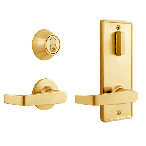 QCI231E605NS4FLR2BF Stanley QCI200 Series Standard Duty Interconnected Single Locking Prepped for SFIC with Sierra Lever in Bright Brass Finish