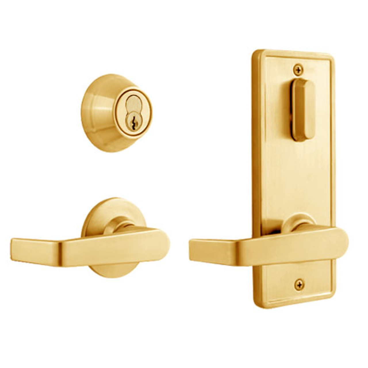 QCI231E605NS8FLR2BF Stanley QCI200 Series Standard Duty Interconnected Single Locking Prepped for SFIC with Sierra Lever in Bright Brass Finish