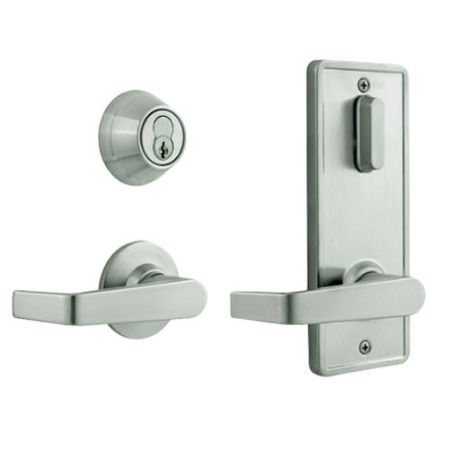 QCI231E619NS4FLSBF Stanley QCI200 Series Standard Duty Interconnected Single Locking Prepped for SFIC with Sierra Lever in Satin Nickel Finish