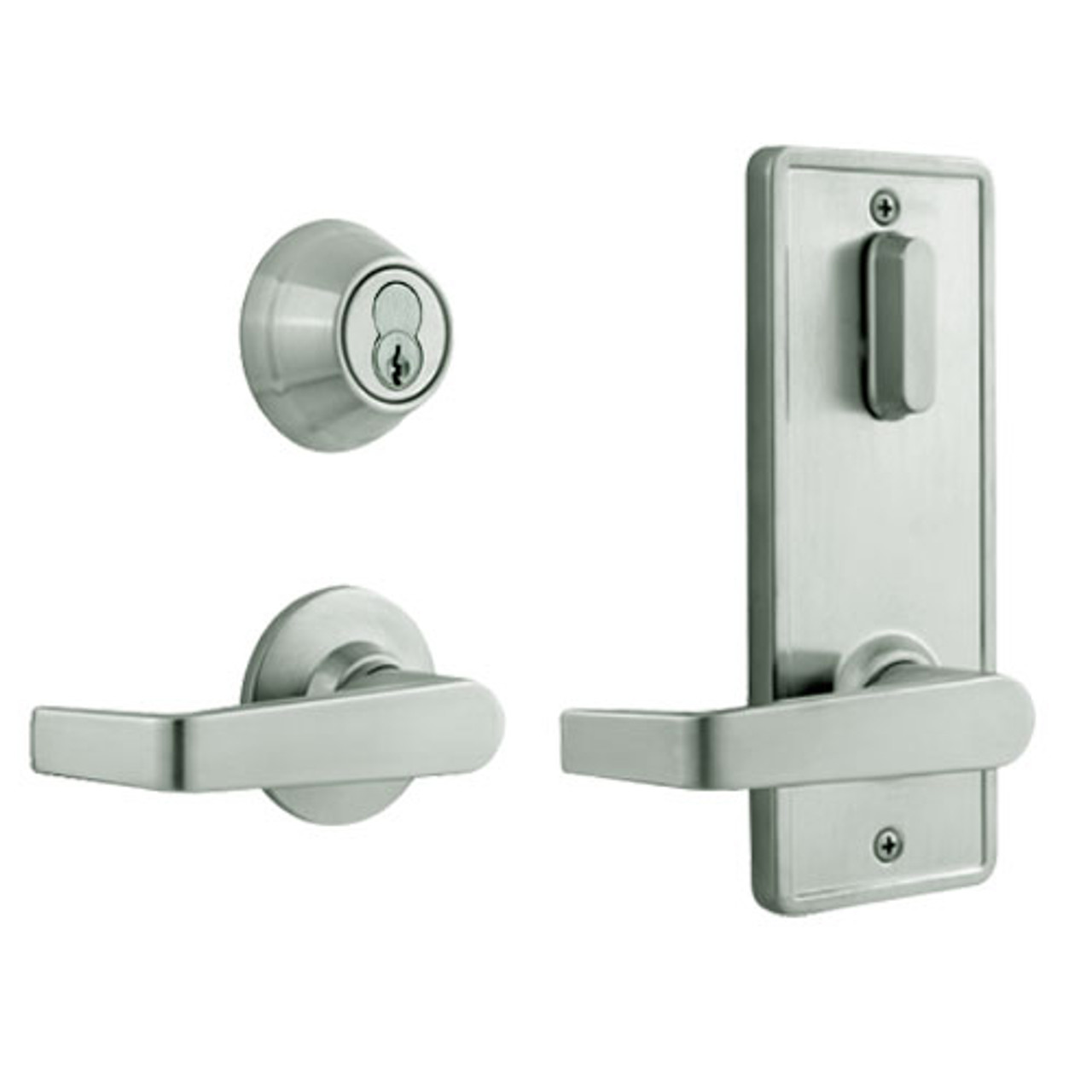 QCI231E619R8FLSBF Stanley QCI200 Series Standard Duty Interconnected Single Locking Prepped for SFIC with Sierra Lever in Satin Nickel Finish