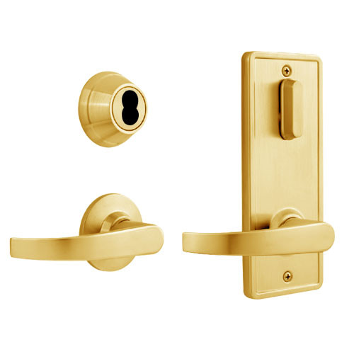 QCI231M605S4FLR2LC Stanley QCI200 Series Standard Duty Interconnected Single Locking Prepped for SFIC with Summit Lever in Bright Brass Finish