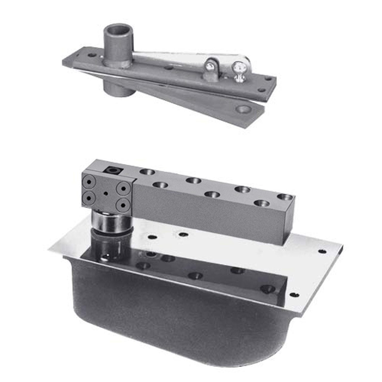 EH28-90N-587-2W-LCC-RH-626 Rixson 28 Series Power Transfer Heavy Duty Single Acting Center Hung Floor Closer in Satin Chrome Finish