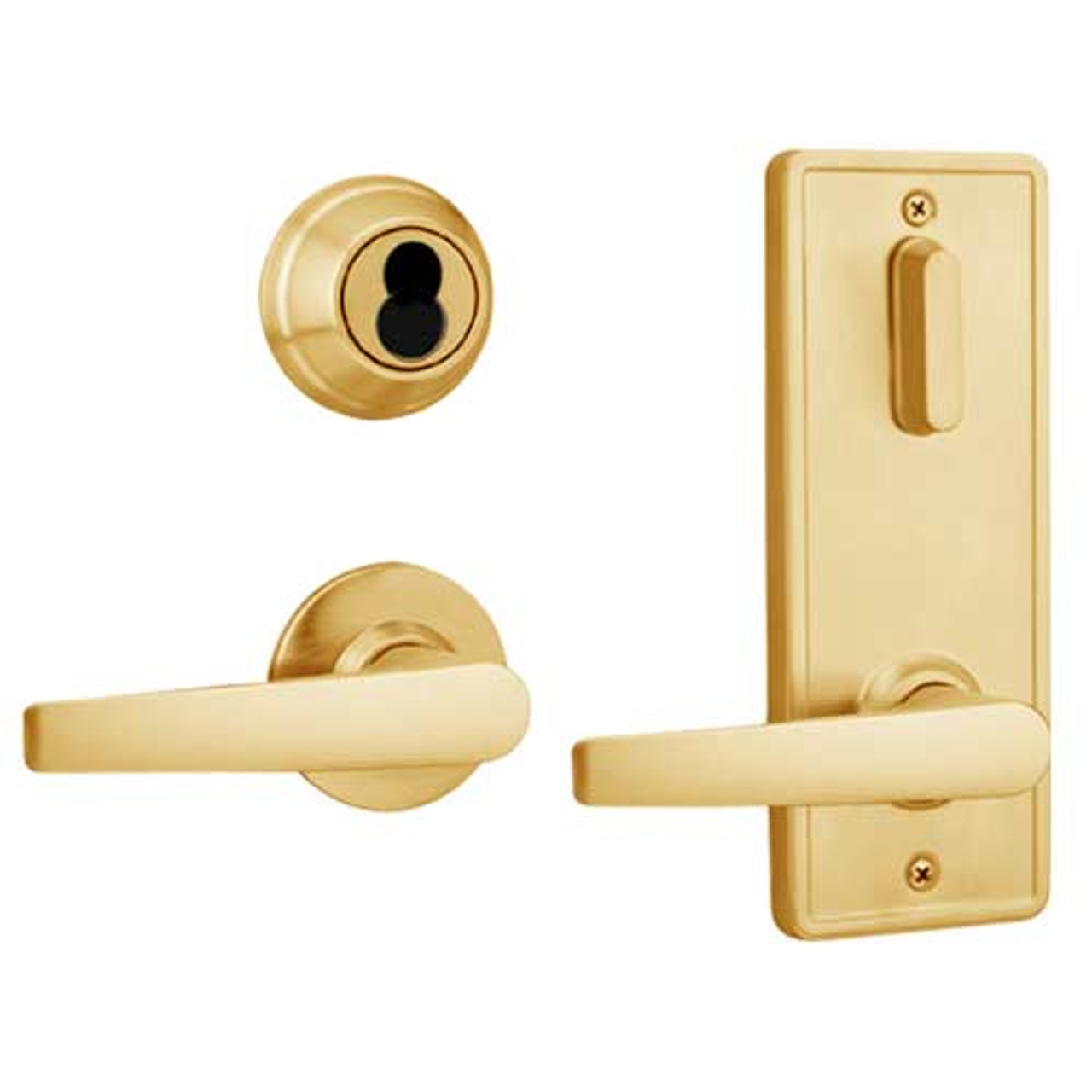 QCI231A605NS8FLRLC Stanley QCI200 Series Standard Duty Interconnected Single Locking Prepped for SFIC with Slate Lever in Bright Brass Finish