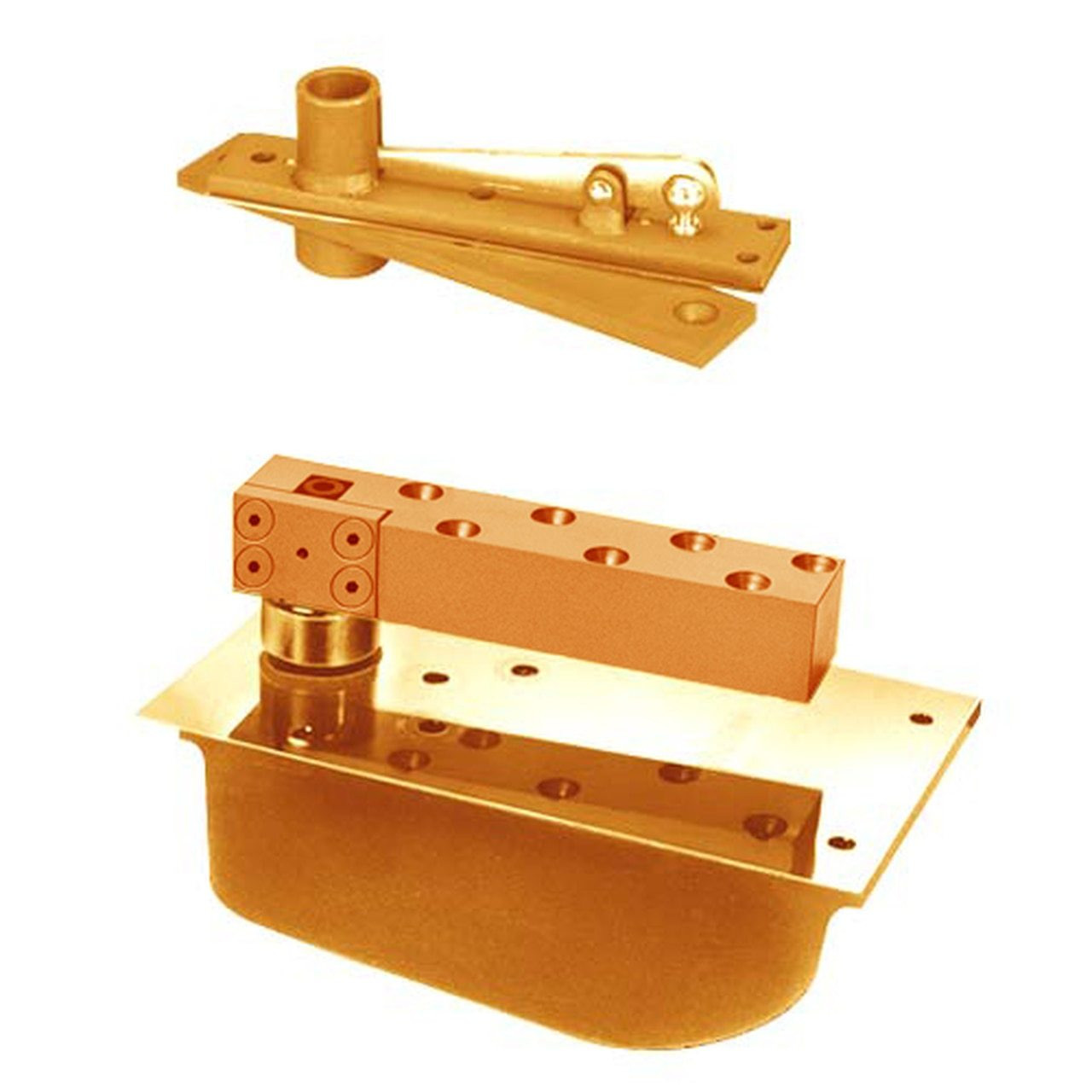 EH28-85N-587-2W-LFP-LCC-RH-612 Rixson 28 Series Power Transfer Heavy Duty Single Acting Center Hung Floor Closer in Satin Bronze Finish