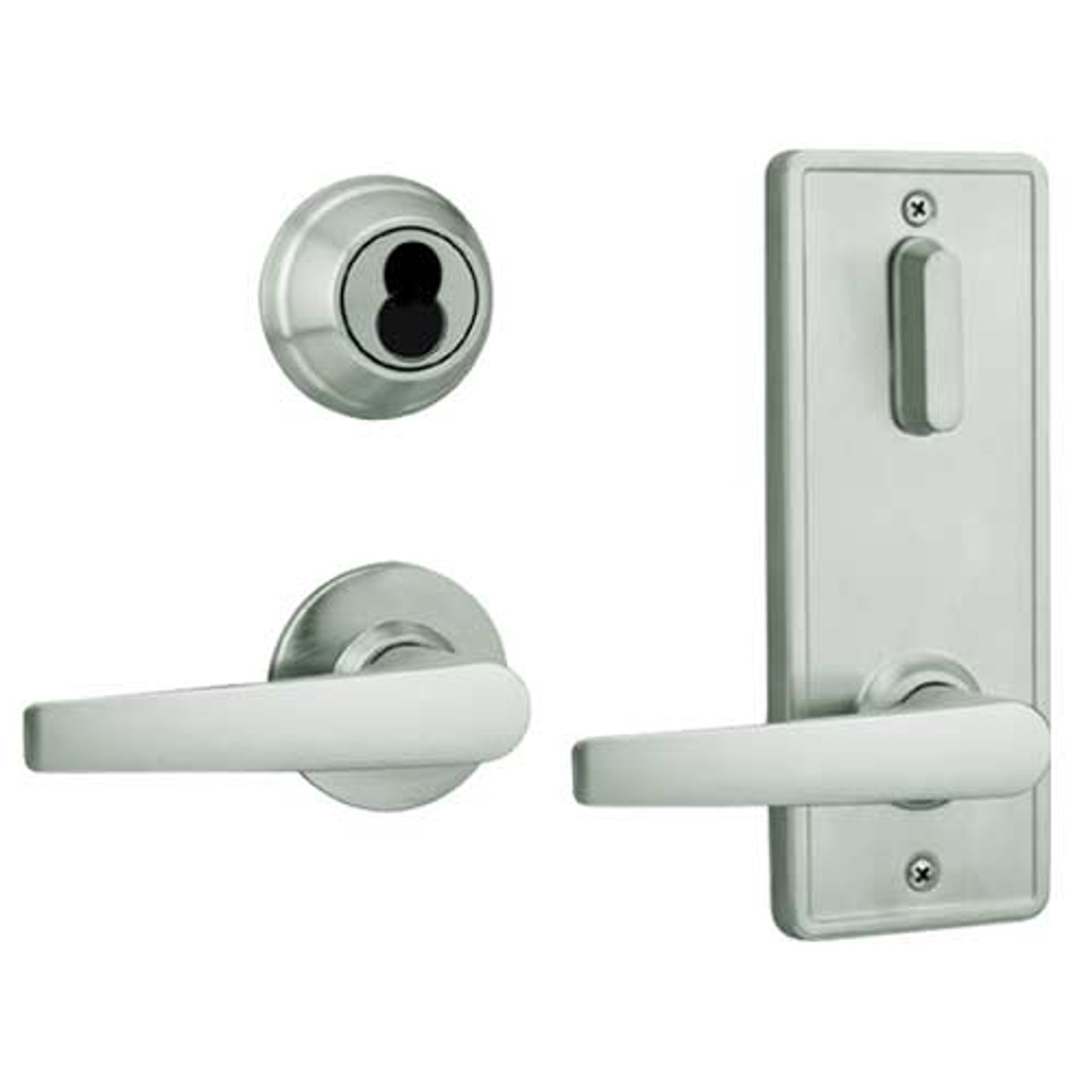 QCI231A619NR4118FLC Stanley QCI200 Series Standard Duty Interconnected Single Locking Prepped for SFIC with Slate Lever in Satin Nickel Finish