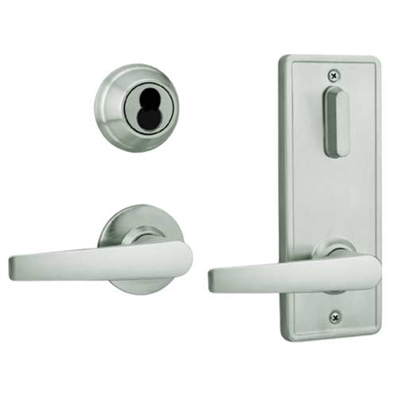 QCI231A619S8FLSLC Stanley QCI200 Series Standard Duty Interconnected Single Locking Prepped for SFIC with Slate Lever in Satin Nickel Finish