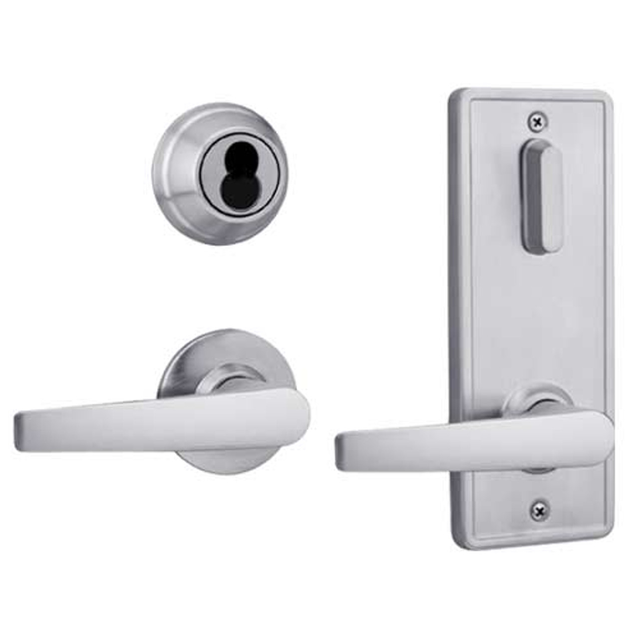 QCI231A626R4FLS2LC Stanley QCI200 Series Standard Duty Interconnected Single Locking Prepped for SFIC with Slate Lever in Satin Chrome Finish