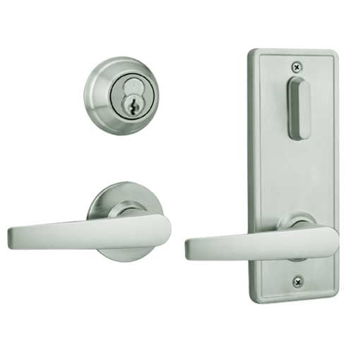 QCI231A619NS4FLSBF Stanley QCI200 Series Standard Duty Interconnected Single Locking Prepped for SFIC with Slate Lever in Satin Nickel Finish