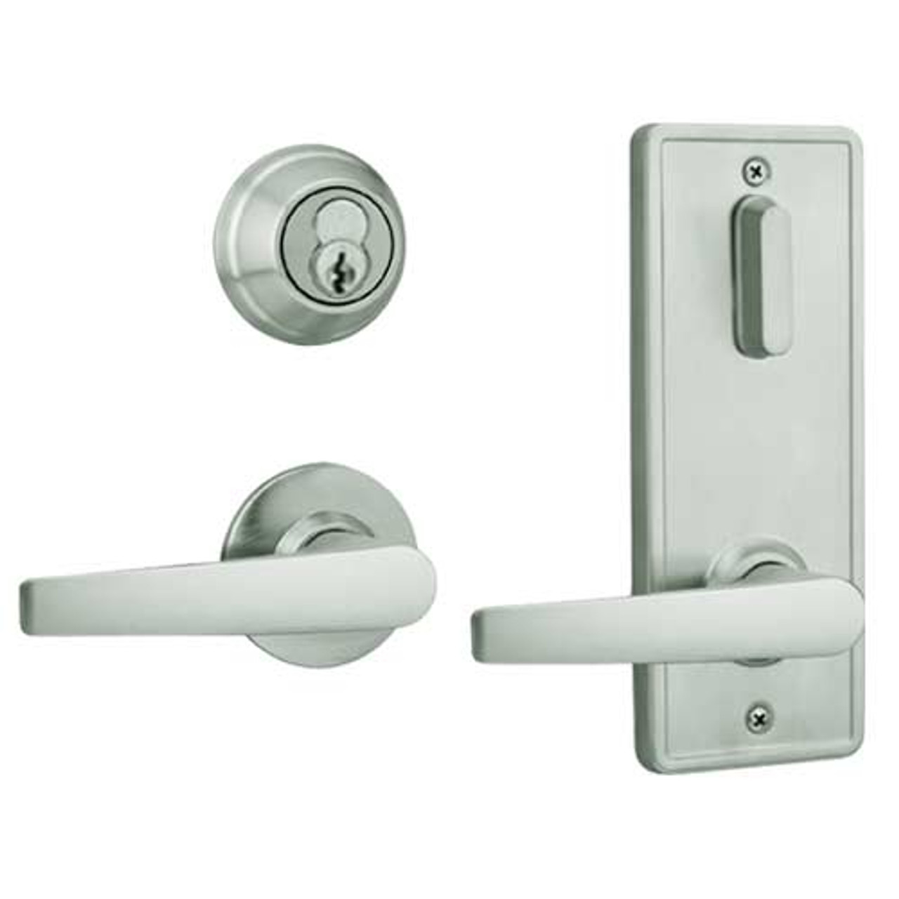 QCI231A619R8FLSBF Stanley QCI200 Series Standard Duty Interconnected Single Locking Prepped for SFIC with Slate Lever in Satin Nickel Finish