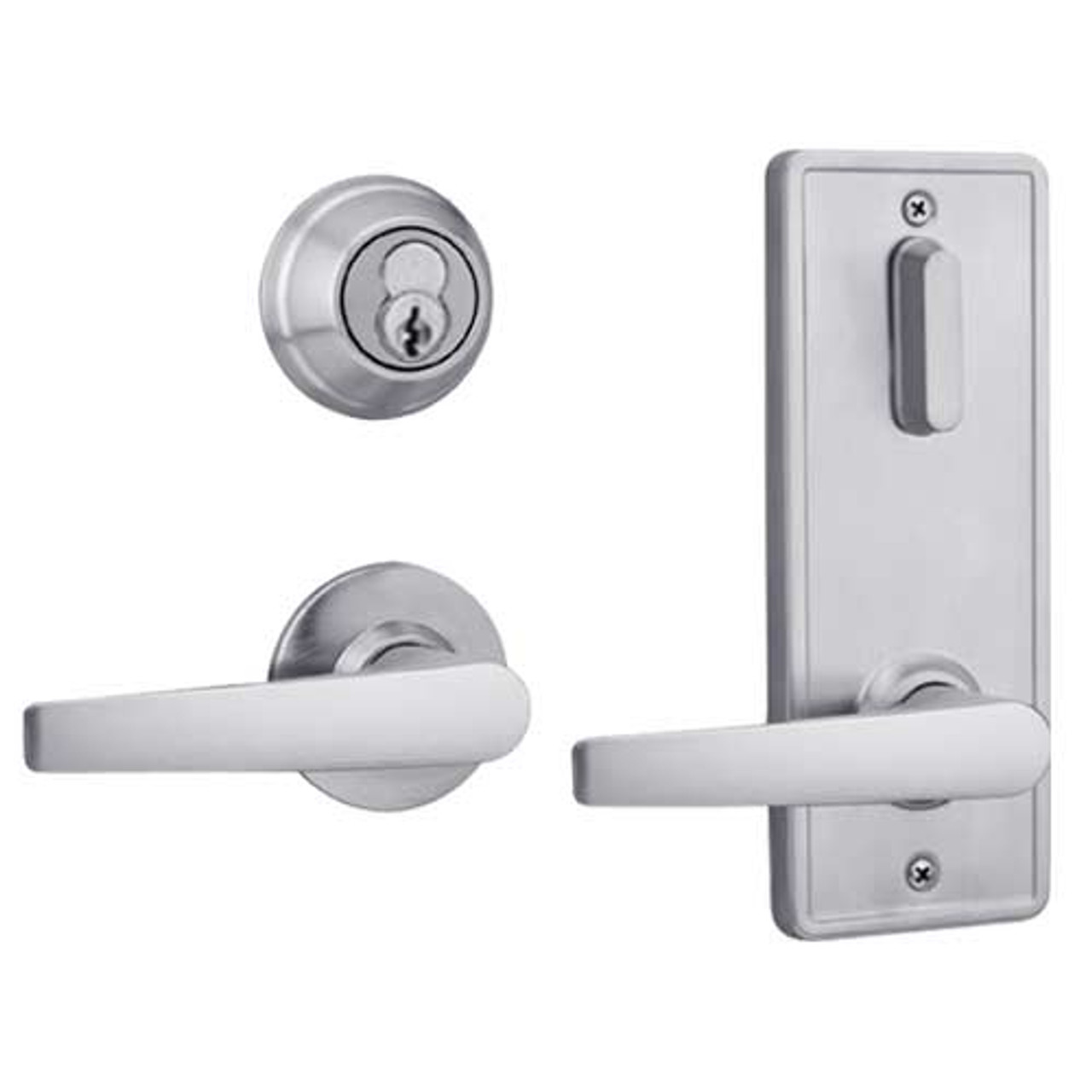 QCI231A626NS8FLS2BF Stanley QCI200 Series Standard Duty Interconnected Single Locking Prepped for SFIC with Slate Lever in Satin Chrome Finish