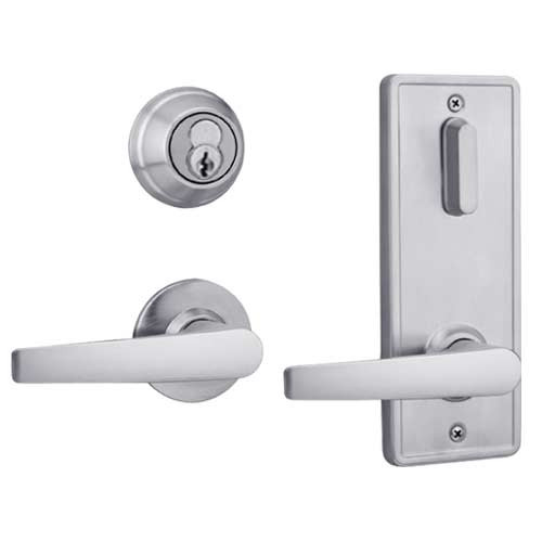 QCI231A626R4478SBF Stanley QCI200 Series Standard Duty Interconnected Single Locking Prepped for SFIC with Slate Lever in Satin Chrome Finish