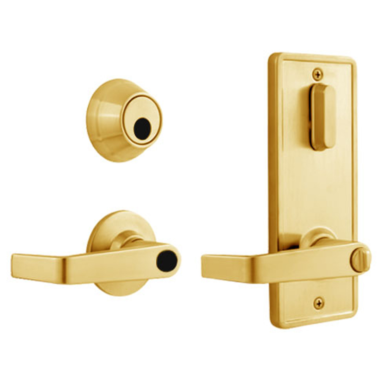 QCI250E605NS8FLSLC Stanley QCI200 Series Standard Duty Interconnected Double Locking with Sierra Lever in Bright Brass Finish