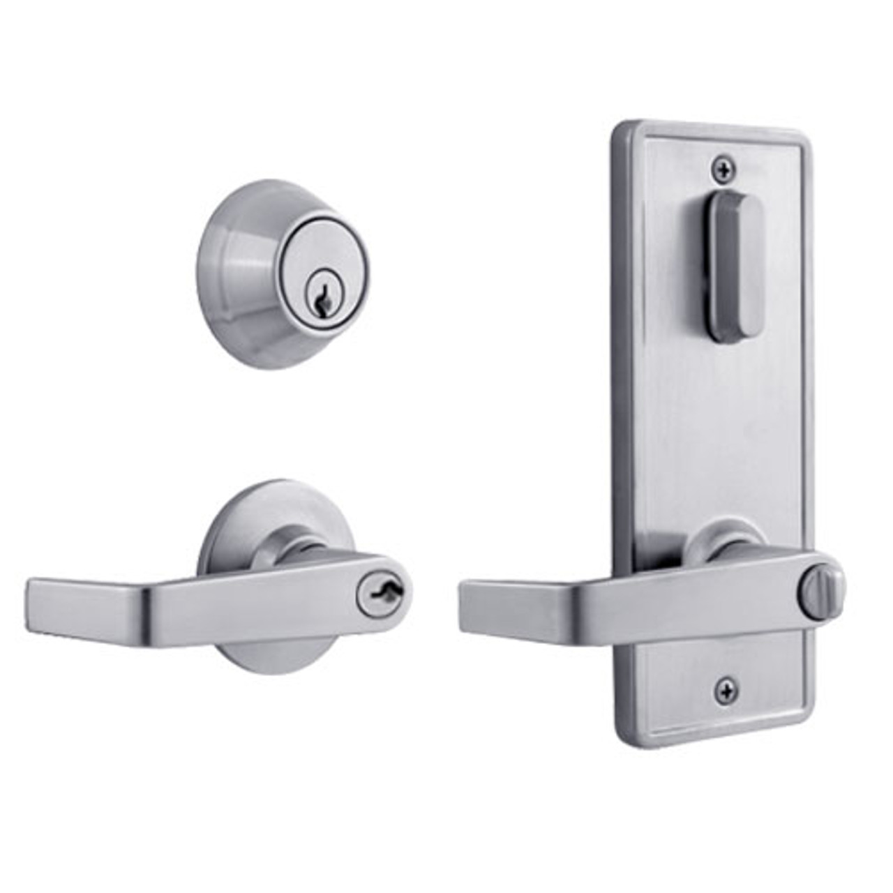 QCI250E626S4FLRSC Stanley QCI200 Series Standard Duty Interconnected Double Locking with Sierra Lever in Satin Chrome Finish
