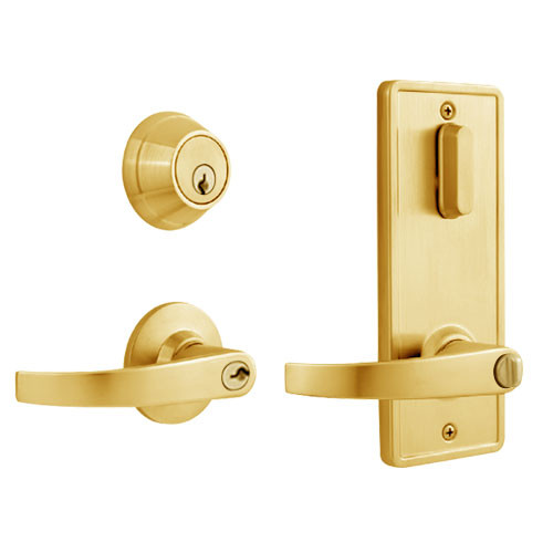 QCI250M605NS4FLRSC Stanley QCI200 Series Standard Duty Interconnected Double Locking with Summit Lever in Bright Brass Finish