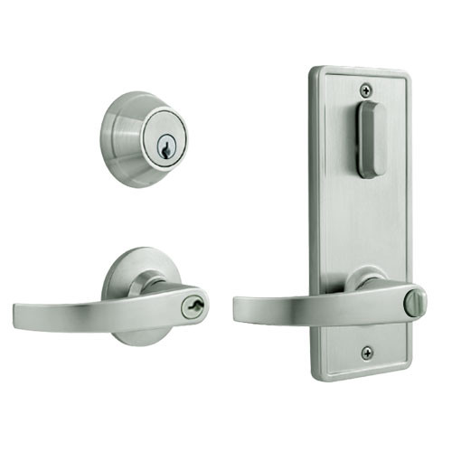 QCI250M619NS8FLSSC Stanley QCI200 Series Standard Duty Interconnected Double Locking with Summit Lever in Satin Nickel Finish