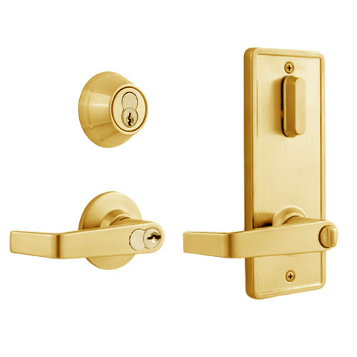 QCI251E605S4FLSBF Stanley QCI200 Series Standard Duty Interconnected Double Locking Prepped for SFIC with Sierra Lever in Bright Brass Finish
