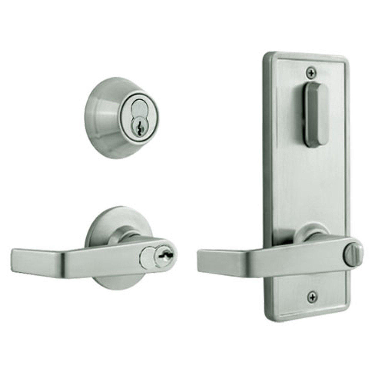 QCI251E619S4FLSBF Stanley QCI200 Series Standard Duty Interconnected Double Locking Prepped for SFIC with Sierra Lever in Satin Nickel Finish