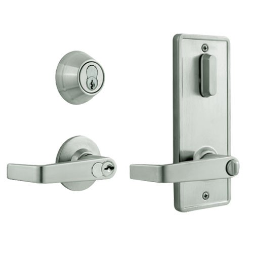 QCI251E619S8FLSBF Stanley QCI200 Series Standard Duty Interconnected Double Locking Prepped for SFIC with Sierra Lever in Satin Nickel Finish