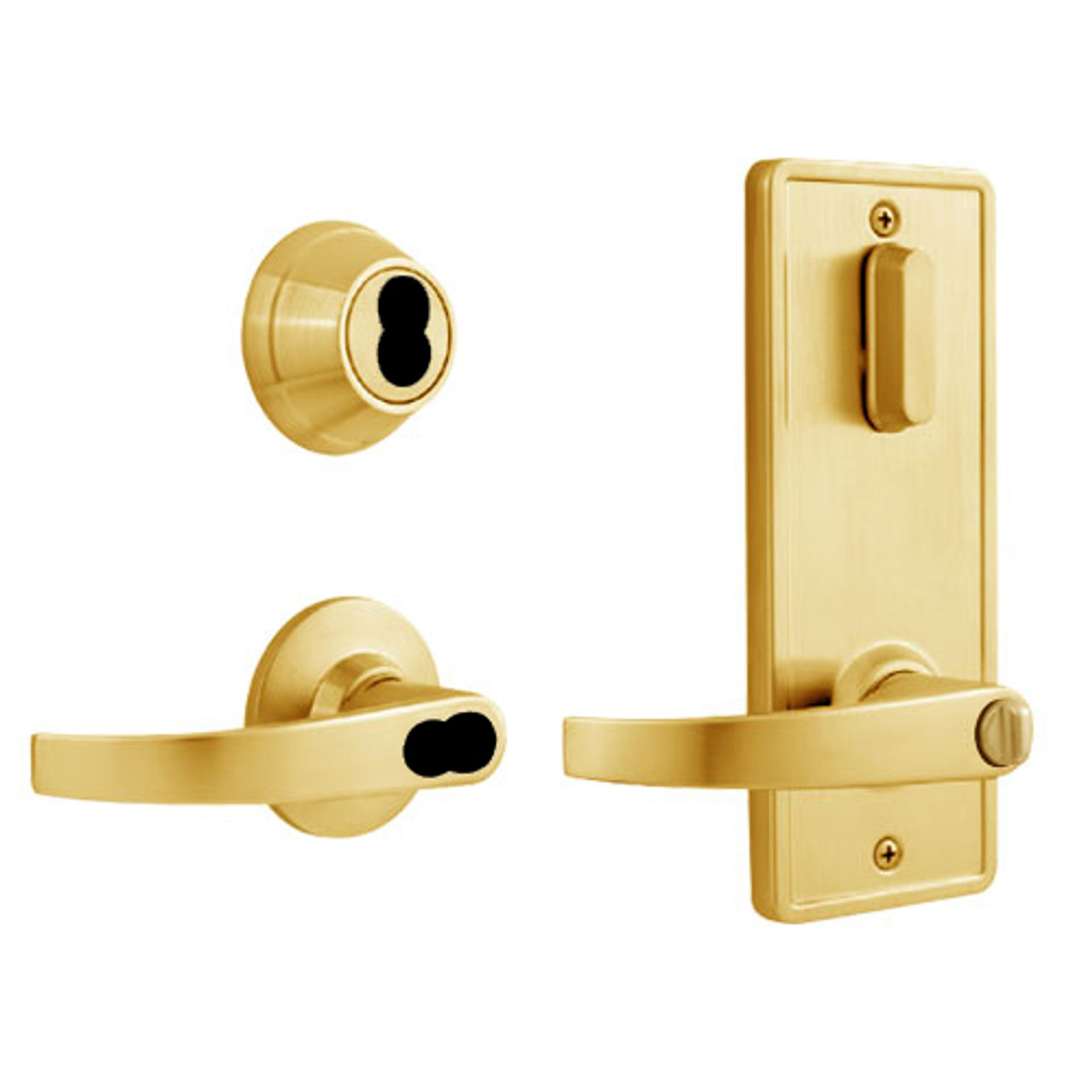 QCI251M605NR8NOSLC Stanley QCI200 Series Standard Duty Interconnected Double Locking Prepped for SFIC with Summit Lever in Bright Brass Finish
