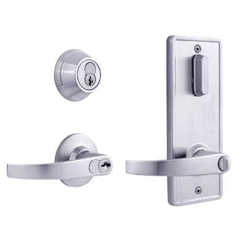 QCI251M626R4FLR2BF Stanley QCI200 Series Standard Duty Interconnected Double Locking Prepped for SFIC with Summit Lever in Satin Chrome Finish