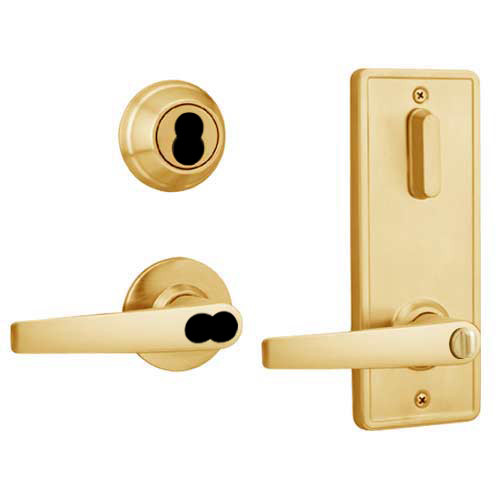 QCI251A605NS4NOSLC Stanley QCI200 Series Standard Duty Interconnected Double Locking Prepped for SFIC with Slate Lever in Bright Brass Finish