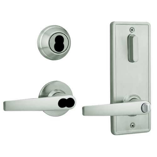 QCI251A619S8FLR2LC Stanley QCI200 Series Standard Duty Interconnected Double Locking Prepped for SFIC with Slate Lever in Satin Nickel Finish