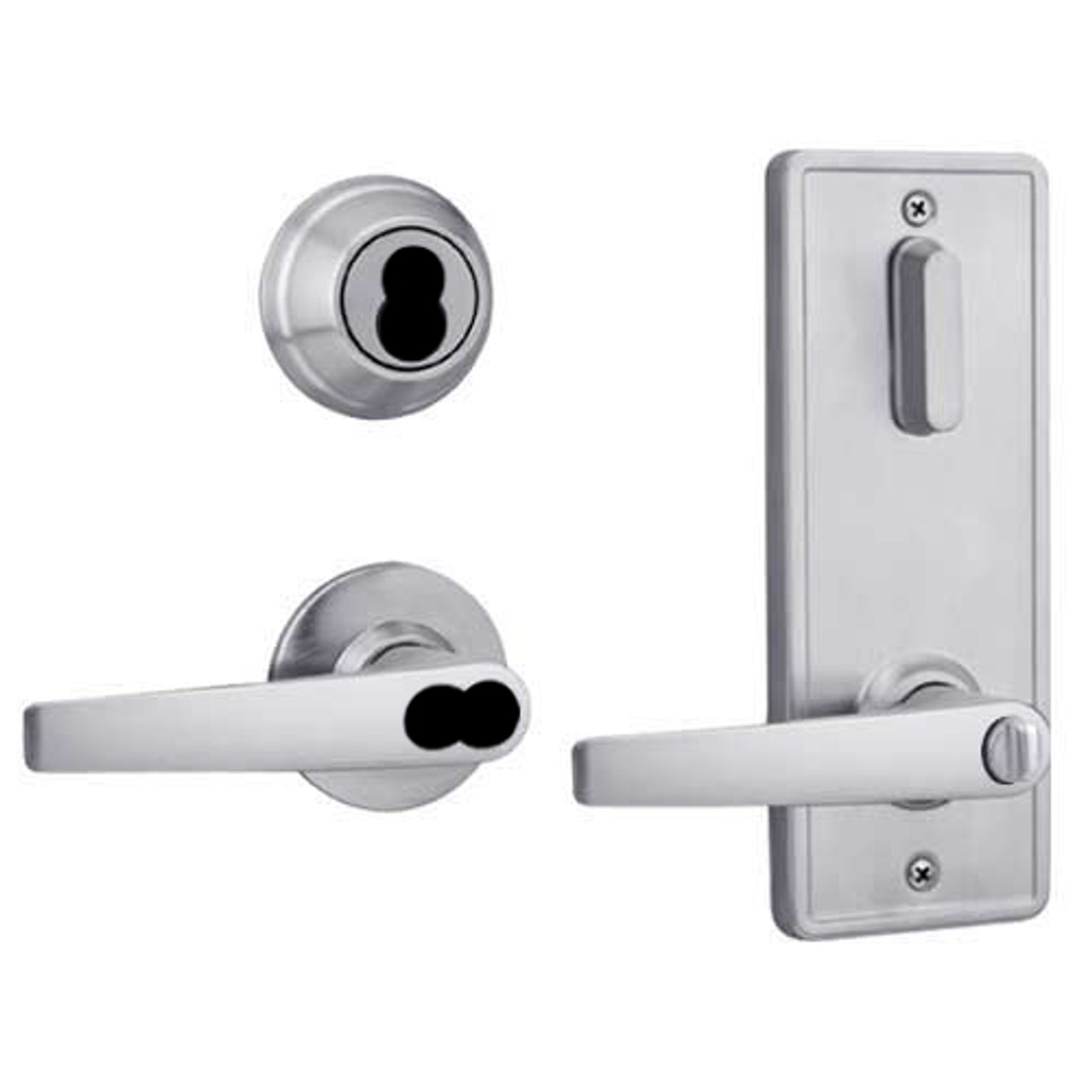 QCI251A626NS4FLSLC Stanley QCI200 Series Standard Duty Interconnected Double Locking Prepped for SFIC with Slate Lever in Satin Chrome Finish