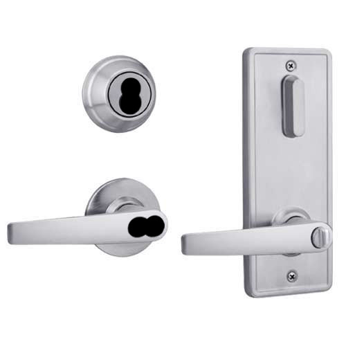 QCI251A626R8FLSLC Stanley QCI200 Series Standard Duty Interconnected Double Locking Prepped for SFIC with Slate Lever in Satin Chrome Finish