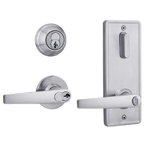 QCI251A626NS8118FBF Stanley QCI200 Series Standard Duty Interconnected Double Locking Prepped for SFIC with Slate Lever in Satin Chrome Finish