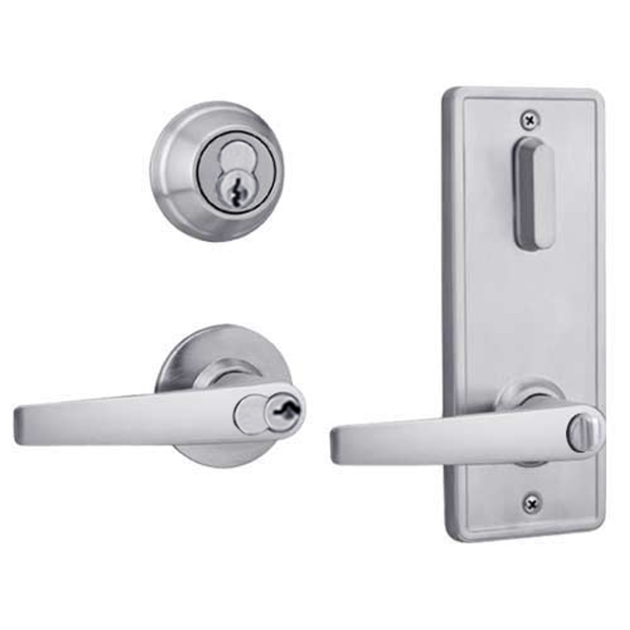 QCI251A626R4NOSBF Stanley QCI200 Series Standard Duty Interconnected Double Locking Prepped for SFIC with Slate Lever in Satin Chrome Finish