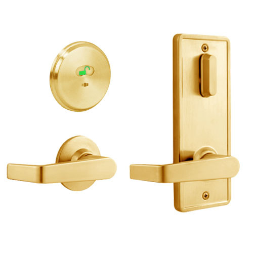 QCI285E605S8NOS Stanley QCI200 Series Standard Duty Interconnected Indicator Locking with Sierra Lever in Bright Brass Finish
