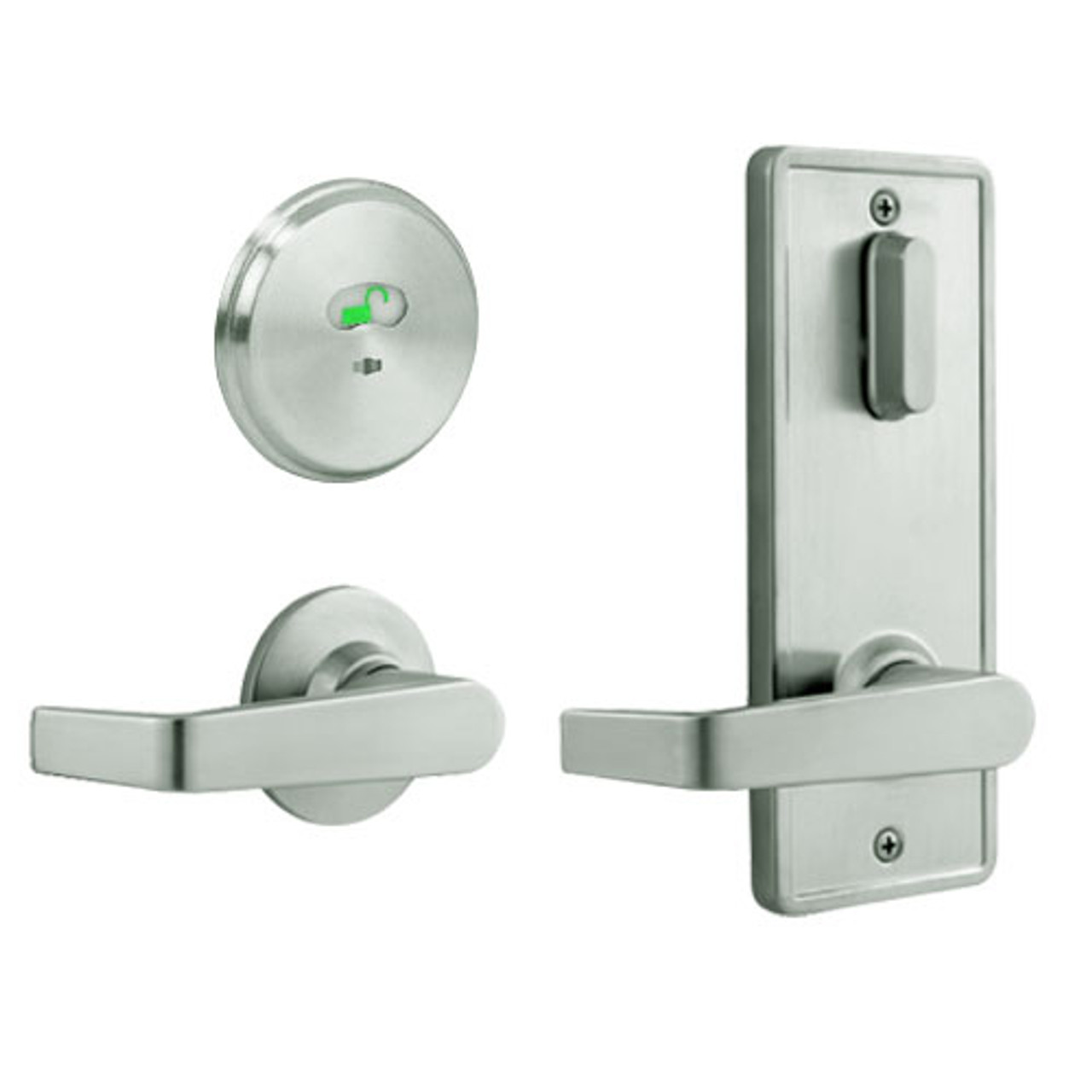 QCI285E619S4NOS Stanley QCI200 Series Standard Duty Interconnected Indicator Locking with Sierra Lever in Satin Nickel Finish