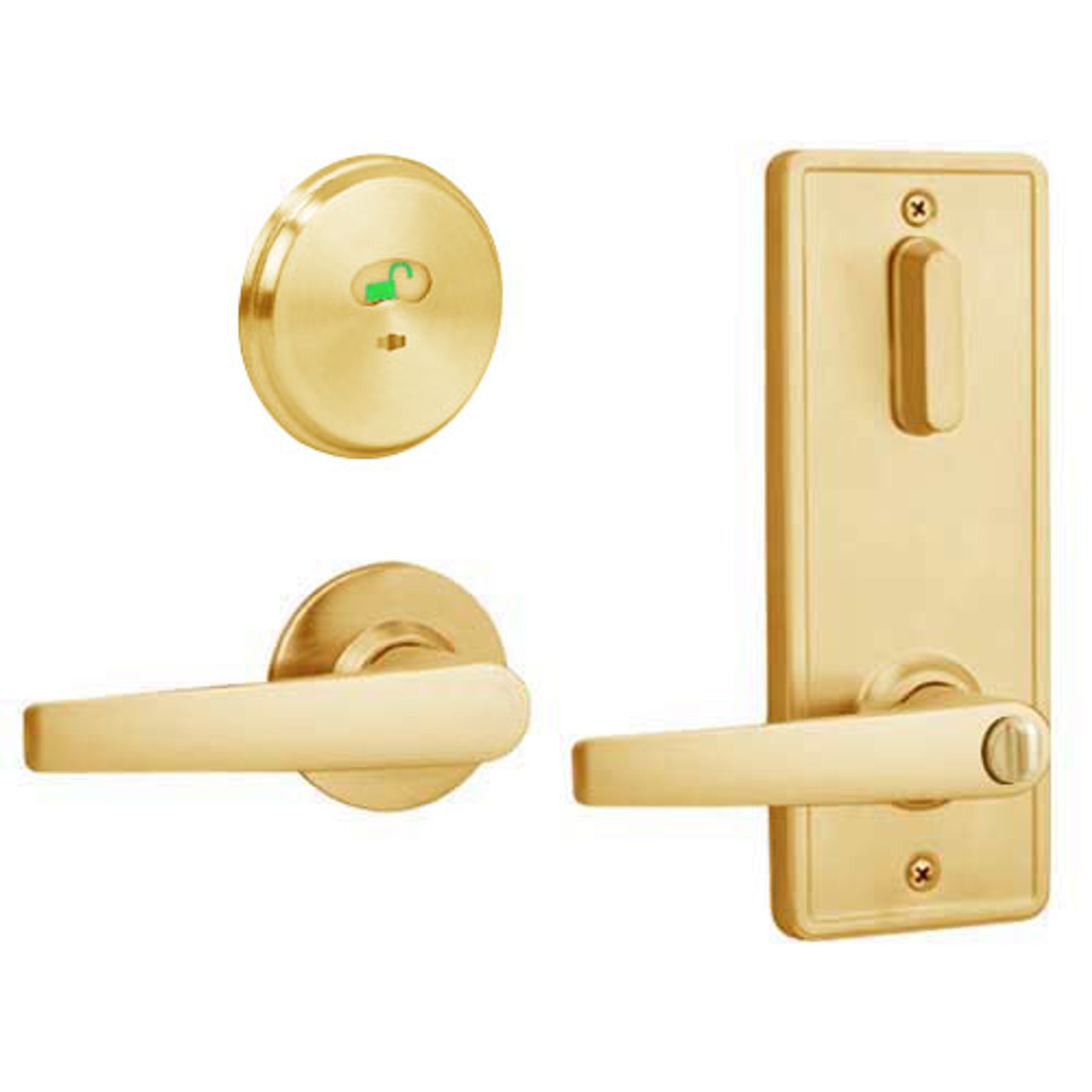 QCI285A605S8FLS Stanley QCI200 Series Standard Duty Interconnected Indicator Locking with Slate Lever in Bright Brass Finish
