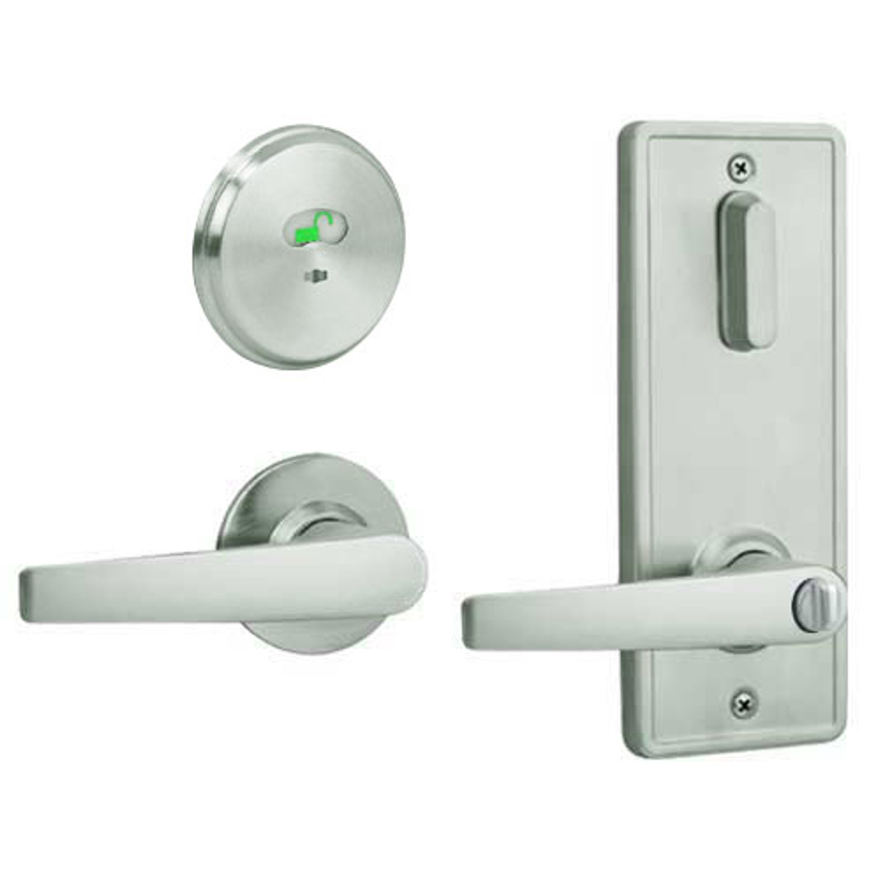 QCI285A619S4FLR2 Stanley QCI200 Series Standard Duty Interconnected Indicator Locking with Slate Lever in Satin Nickel Finish