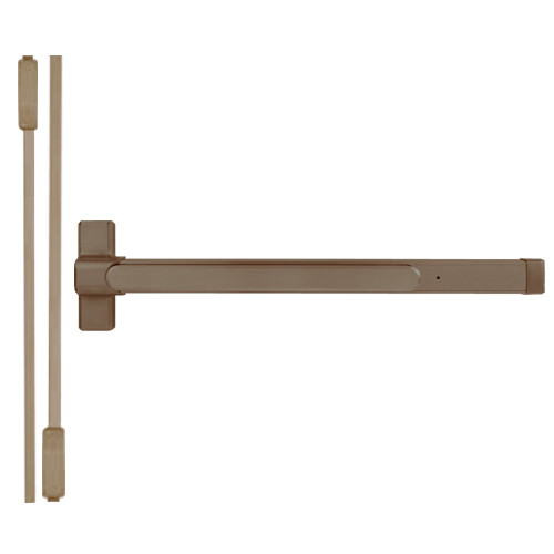QED114LRX-36-7-313AN Stanley QED100 Series Heavy Duty Surface Vertical Rod Hex Dog Exit Device in Anodized Duranodic Bronze Finish