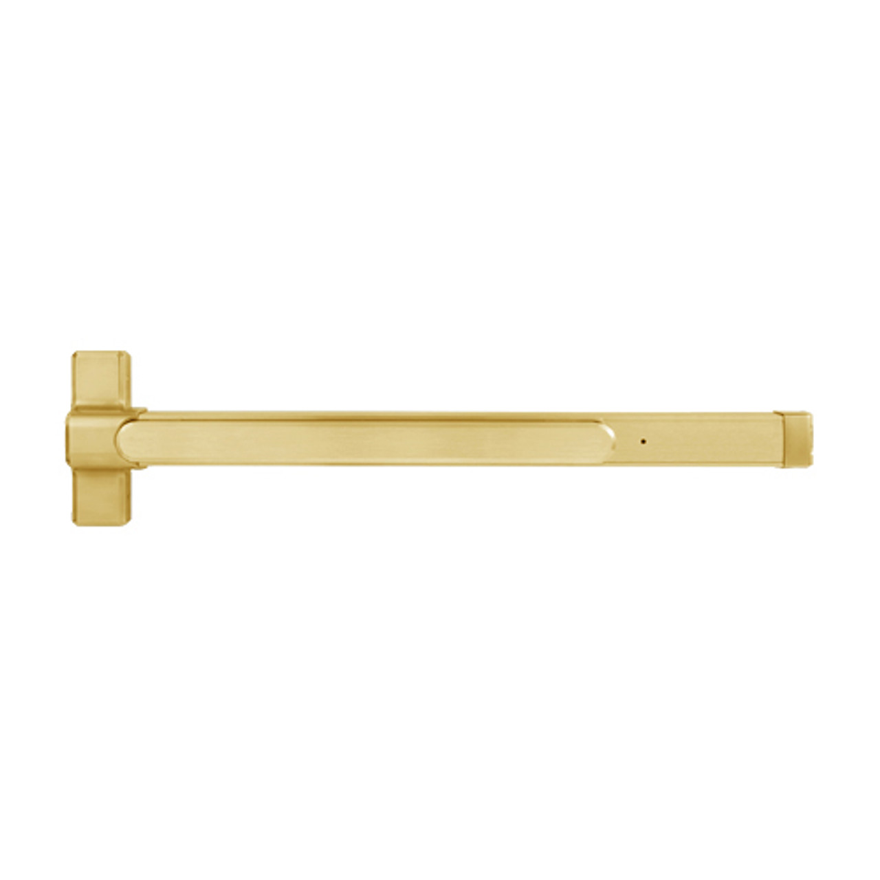 QED117LR-36-7-605 Stanley QED100 Series Heavy Duty Surface Vertical Rod Hex Dog Exit Device in Bright Brass Finish