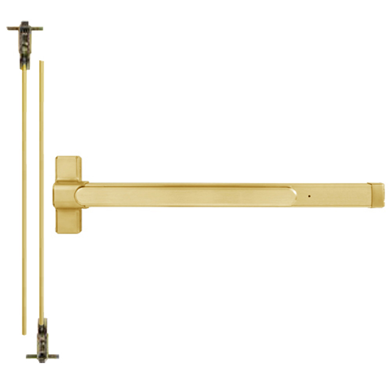 QED124LR-36-7-605 Stanley QED100 Series Heavy Duty Concealed Vertical Rod Hex Dog Exit Device in Bright Brass Finish