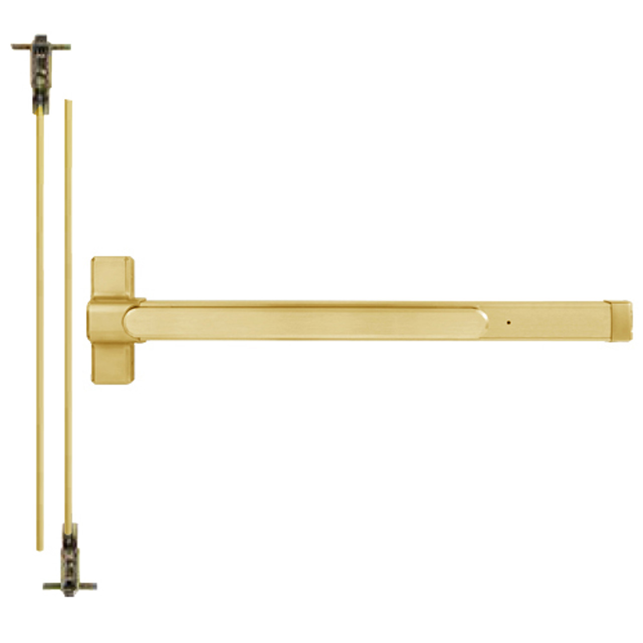 QED124LRX-36-7-605 Stanley QED100 Series Heavy Duty Concealed Vertical Rod Hex Dog Exit Device in Bright Brass Finish