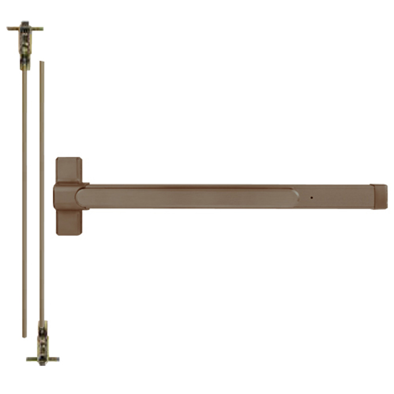 QED124LRX-36-7-313AN Stanley QED100 Series Heavy Duty Concealed Vertical Rod Hex Dog Exit Device in Anodized Duranodic Bronze Finish