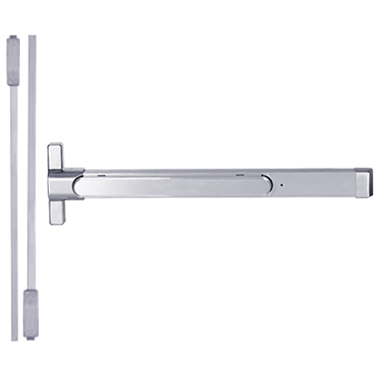 QED214-48-8-626 Stanley QED200 Series Heavy Duty Narrow Stile Surface Vertical Rod Hex Dog Exit Device in Satin Chrome Finish