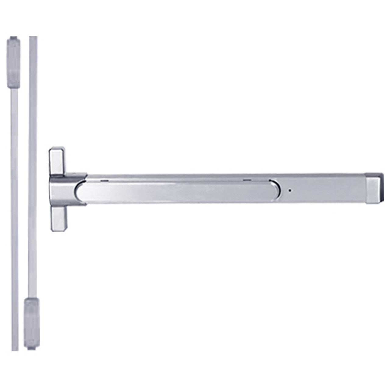 QED217-36-7-626 Stanley QED200 Series Heavy Duty Narrow Stile Surface Vertical Rod Hex Dog Exit Device in Satin Chrome Finish