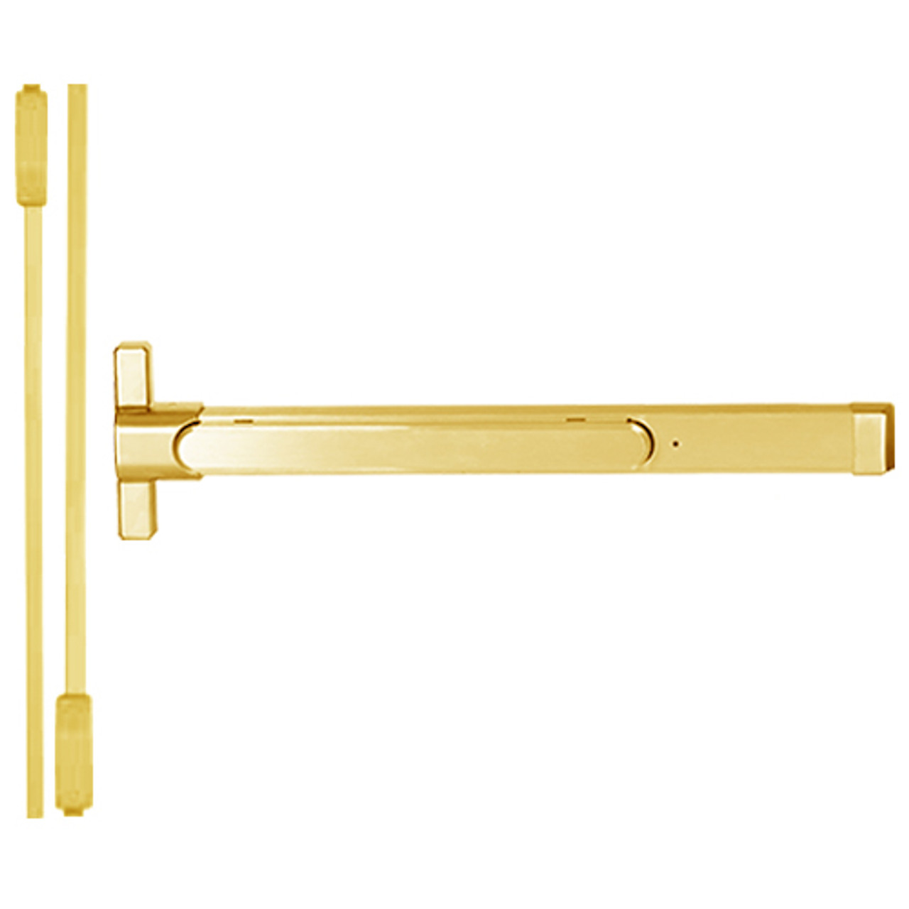 QED219-36-7-605 Stanley QED200 Series Heavy Duty Narrow Stile Surface Vertical Rod Fire Rated Exit Device in Bright Brass Finish