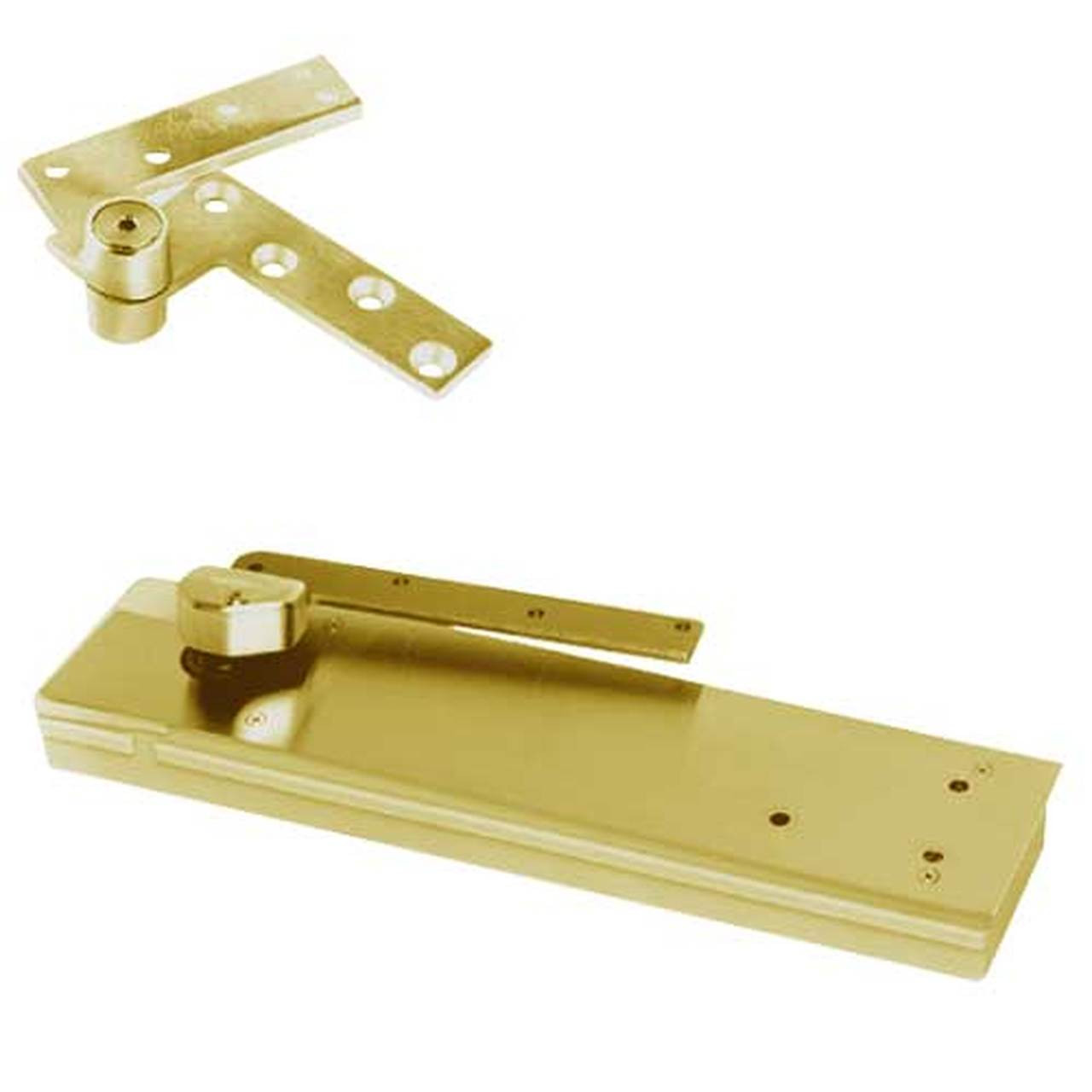 F5104NBC-1-1/2OS-LFP-LH-606 Rixson 51 Series 1-1/2" Offset Hung Shallow Depth Floor Closers in Satin Brass Finish