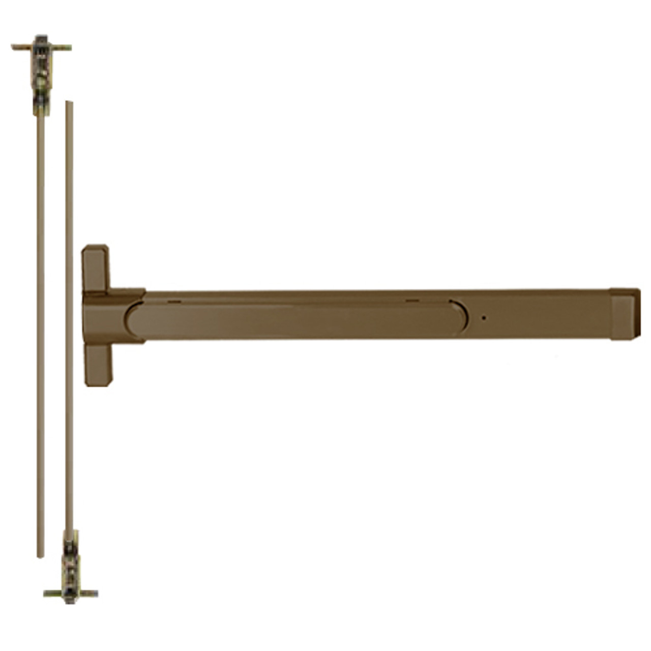 QED224-48-7-313AN Stanley QED200 Series Heavy Duty Narrow Stile Concealed Vertical Rod Hex Dog Exit Device in Anodized Duranodic Bronze Finish