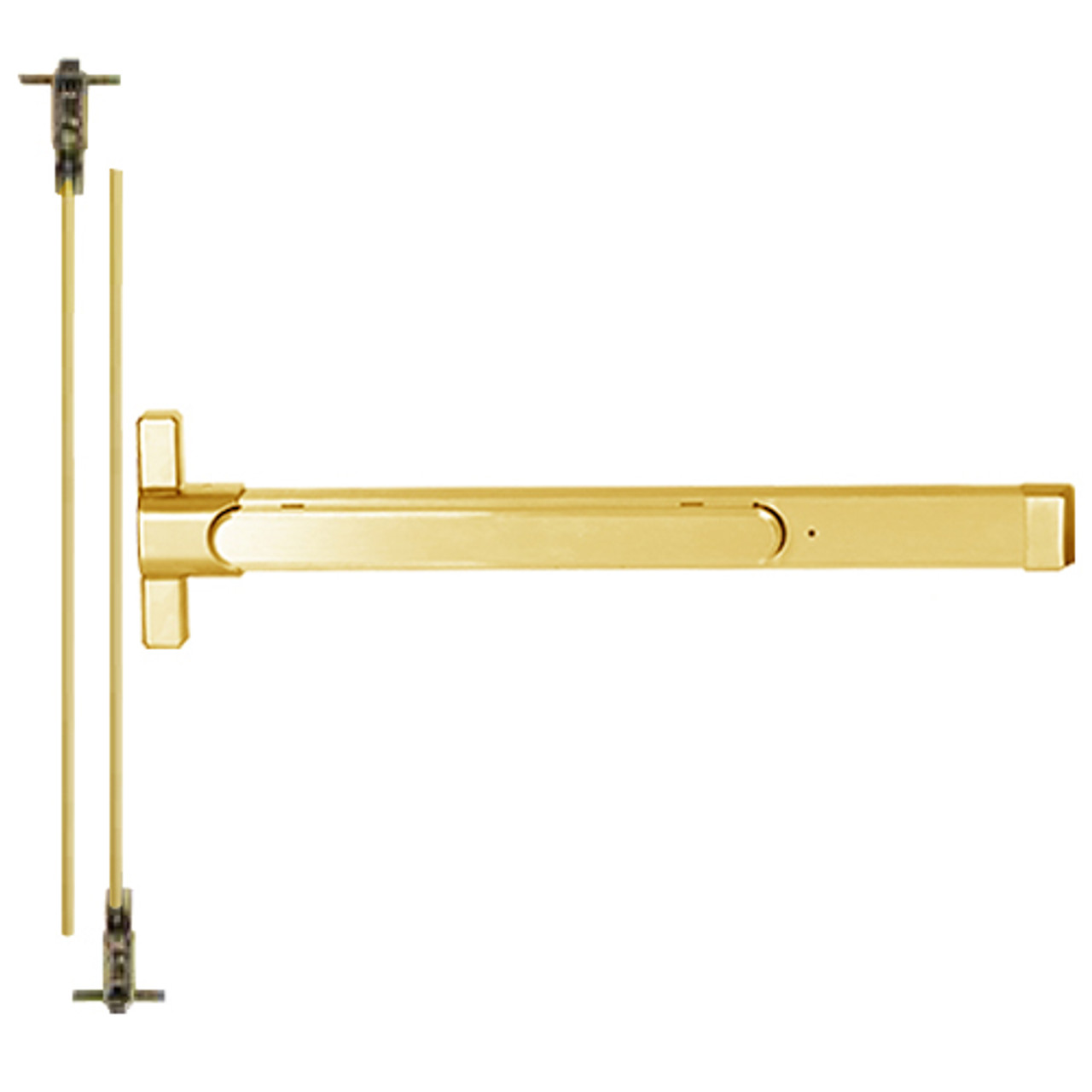 QED225-48-7-605-LC Stanley QED200 Series Heavy Duty Narrow Stile Concealed Vertical Rod Cylinder Dog Exit Device in Bright Brass Finish