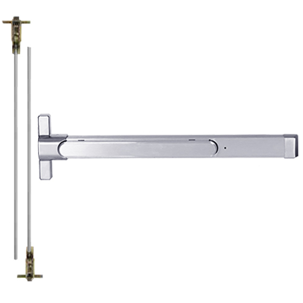 QED225-48-8-626-LC Stanley QED200 Series Heavy Duty Narrow Stile Concealed Vertical Rod Cylinder Dog Exit Device in Satin Chrome Finish